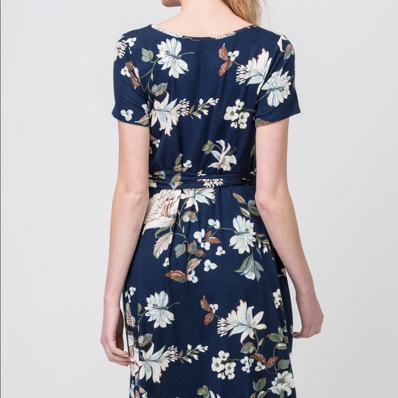 Navy Floral Dress - Picture 2 of 3